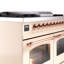 Cuisinière à double combustible de 40 po avec 6 brûleurs scellés et plaque chauffante (porte vitrée) ILVE Nostalgie II Series-1146550647-1146550648