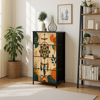 Commode de rangement verticale 4 tiroirs Boho Dreamcatcher