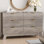 Commode 6 tiroirs cannelée avec poignées en métal et coffre de rangement pour chambre à coucher