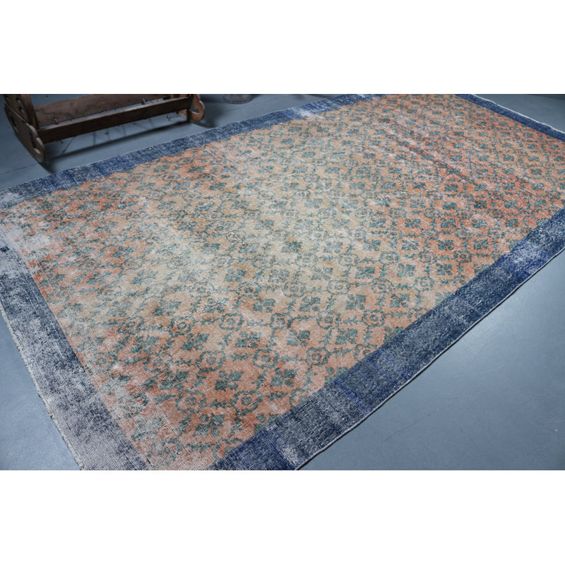Tapis turc orange surdimensionné pour la décoration intérieure tissé à la main avec un style rétro pour un design intérieur unique
