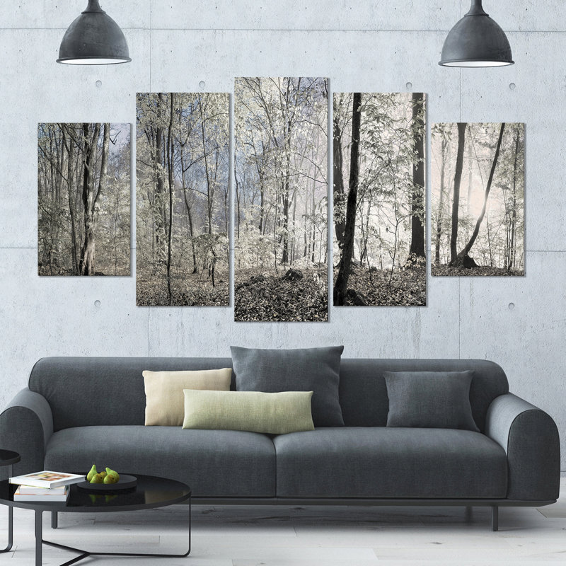 «Dark Morning in Forest Panorama», reproduction de photo à multiples images sur toile