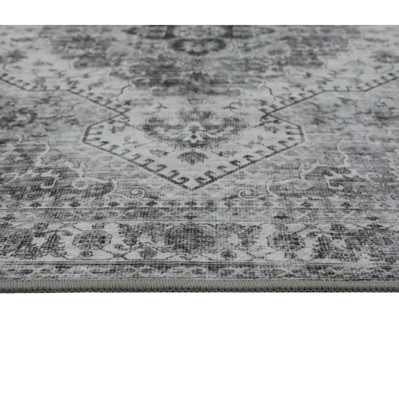 Creative Home Ideas Imagine Printed Chenille Rugs, Grey, 2' x 8'