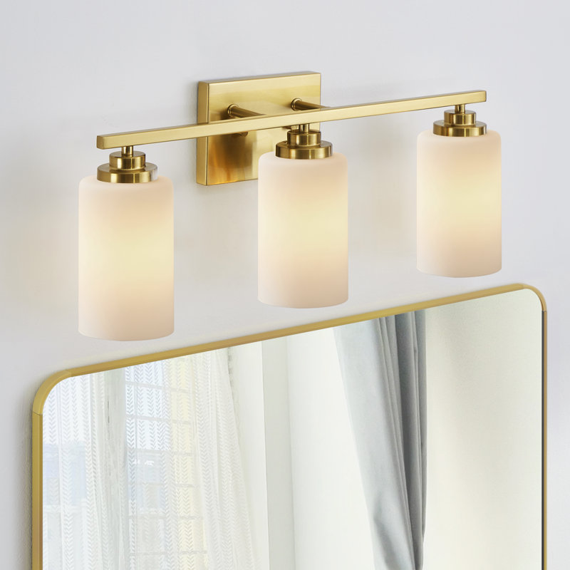 Éclairage pour meuble-lavabo avec verre blanc givré, Nickel brossé, 3