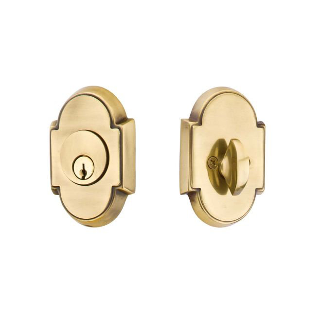 Pêne dormant à cylindre simple # 8 pour porte de 1 3/8 po à 2 1/8 po avec finition en chrome poli, Laiton antique français
