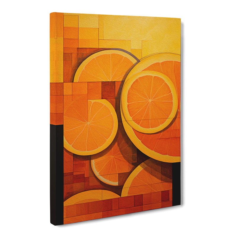 Sliced Orange Cubism - Wrapped Canvas, 76cm H x 50cm W x 3cm D