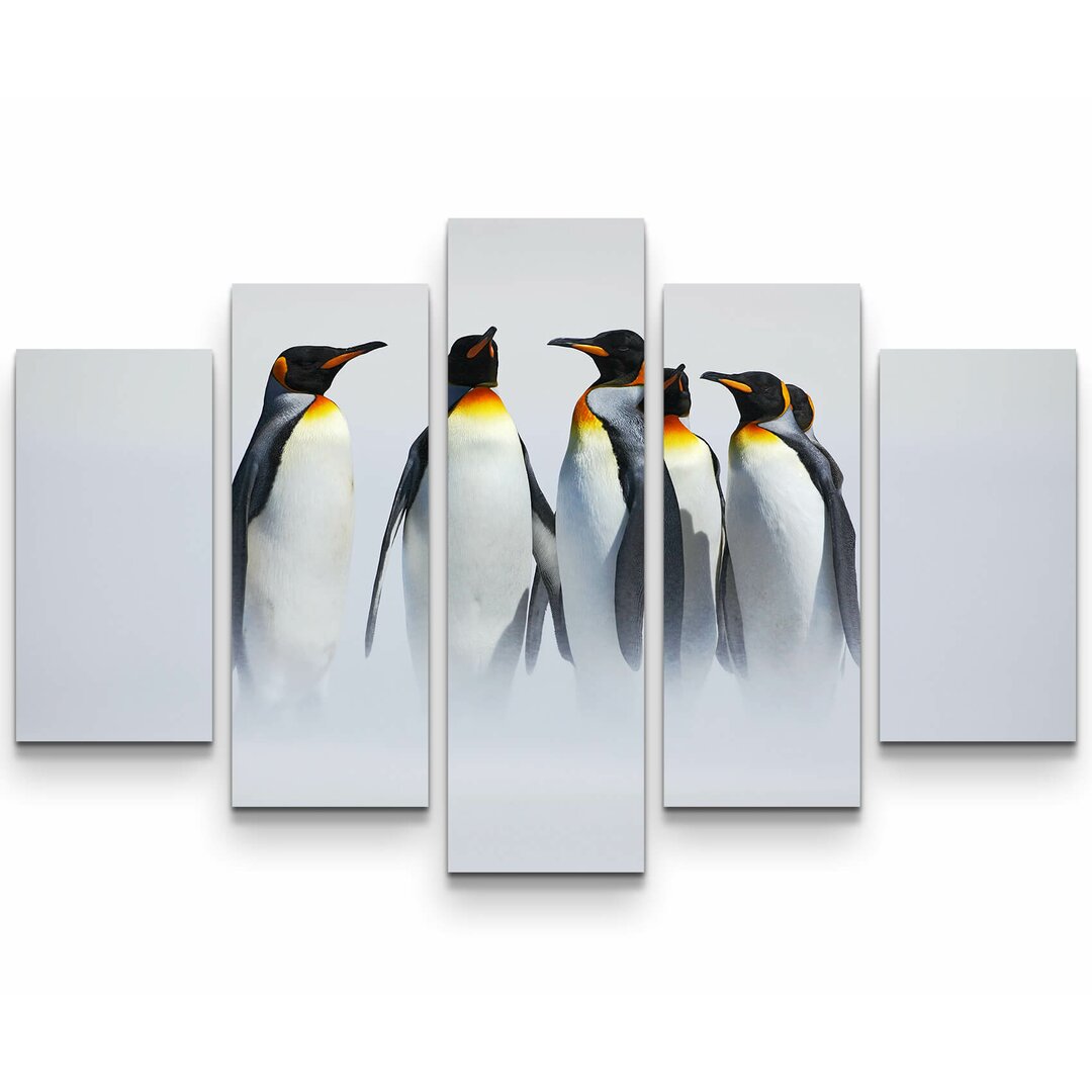 5-tlg. Leinwandbilder-Set Pinguin Gruppe