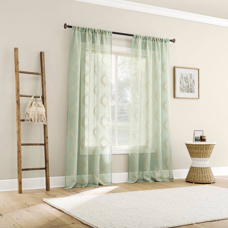 Panneau de rideau transparent avec passe-tringle Ravenna, L 50 po x L 63 po, Vert
