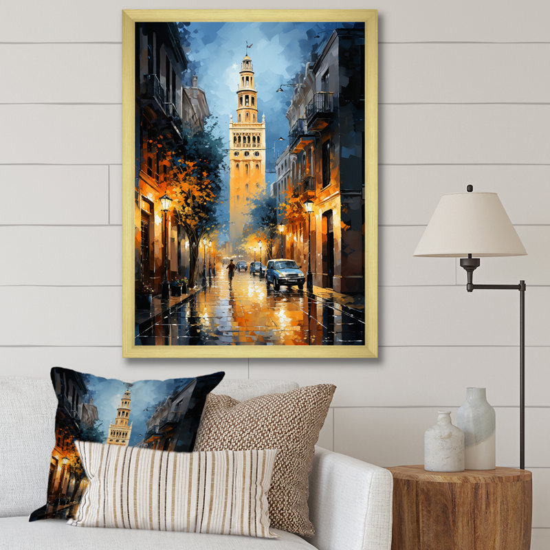 Giralda I, Espagne, Espagne - impression, Encadrement doré, H 40 po x l 30 po x P 1,5 po
