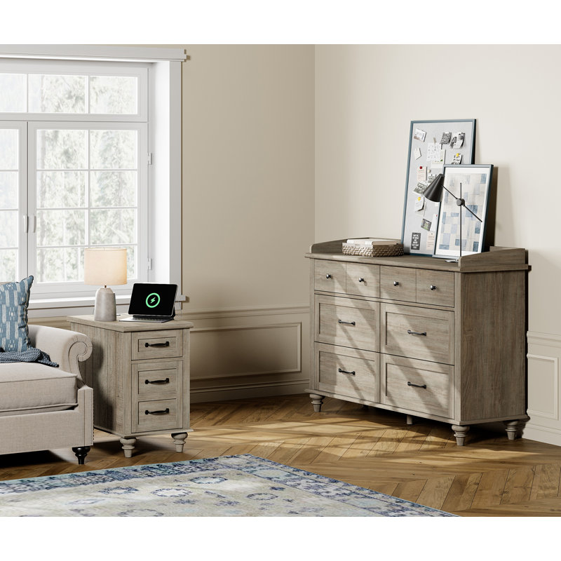 Ensemble de commode 2 pièces Ailan, une commode et une table de chevet, Gris