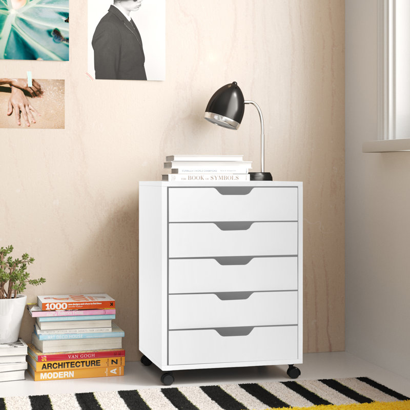 Classeur vertical mobile 5 tiroirs Sarge Halifax, Blanc / Blanc