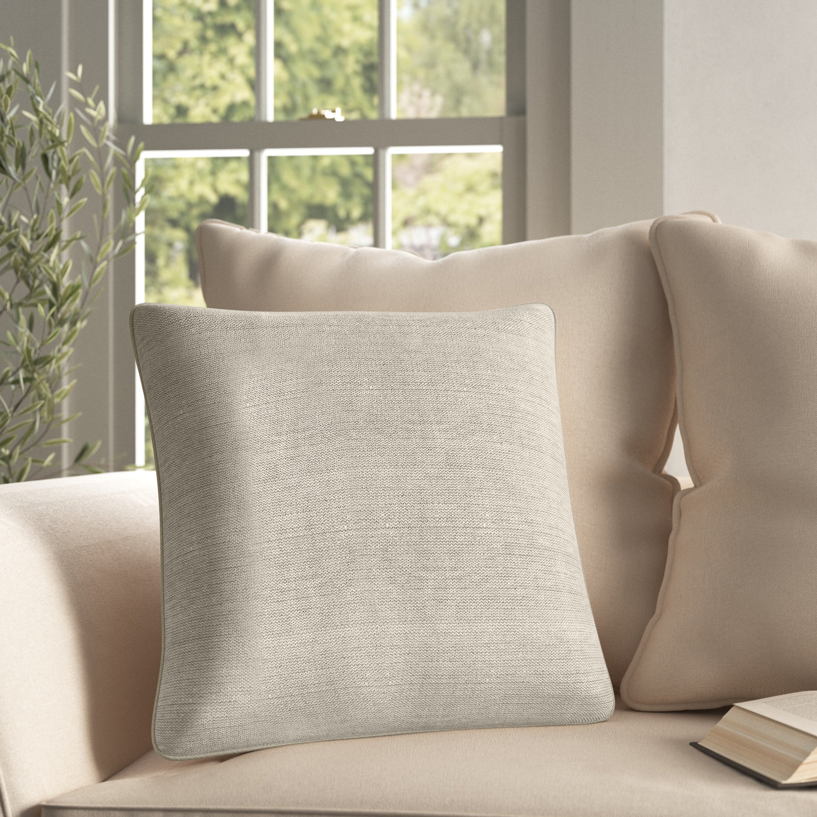Marie Linen Throw Pillow, 18" x 18", Down