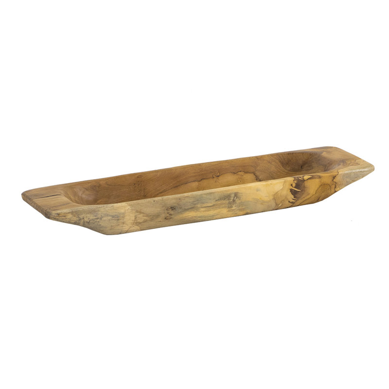 Plateau décoratif Mepo, bois de teck brun naturel de 19 pouces