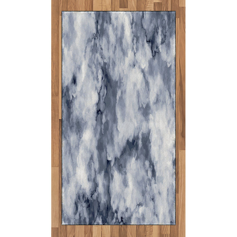 Marble Print High Density Long Fiber Poly Threads Decorative Area Rug Carpet, Rectangle 2'7" x 5'