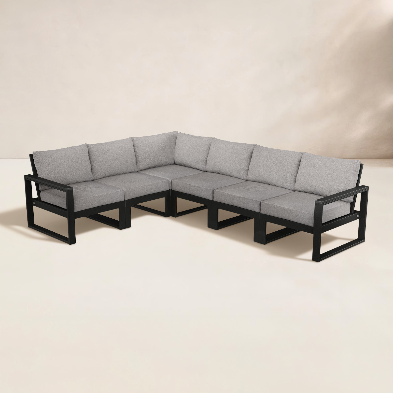 POLYWOOD® Edge 111" Patio Sectional, Grey Revolution®, Black
