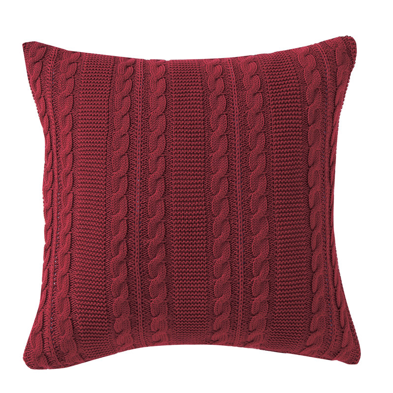 Coussin décoratif en tricot torsadé de 18 po x 18 po Dublin, Rouge