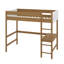 Lit mezzanine simple avec bureau, tête de lit et pied de lit rembourrés Boucle avec échelle, garde-corps de sécurité, lit mezzanine en bois d'hévéa