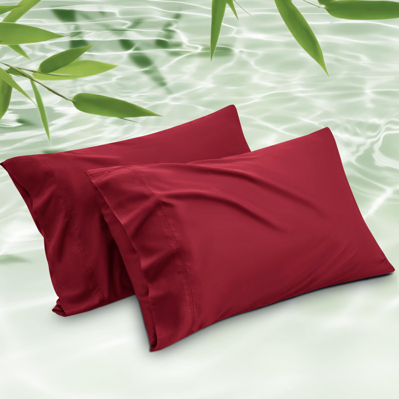 Rayon from Bamboo Cooling Pillowcase, Queen Pillowcase, Red