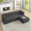 Canapé modulaire en L en forme de L, canapé modulaire compressé en velours côtelé de style minimaliste moderne, canapé-lit pour le salon, la chambre à coucher, canapé-lit Comfy-121059961