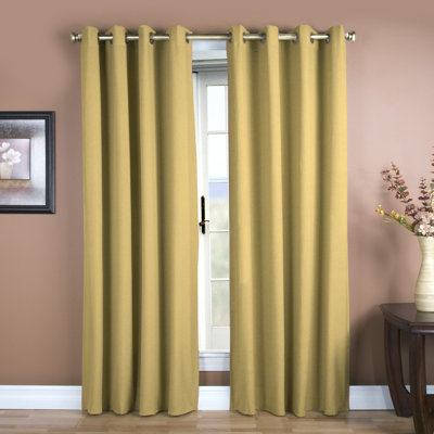 Lakeland Classic Solid Semi-Sheer Grommet Single Curtain Panel in Bold Colors & Sizes