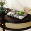 Table de bout unique en forme de demi-lune avec porte coulissante en rotin (table basse uniquement, sans chaises)