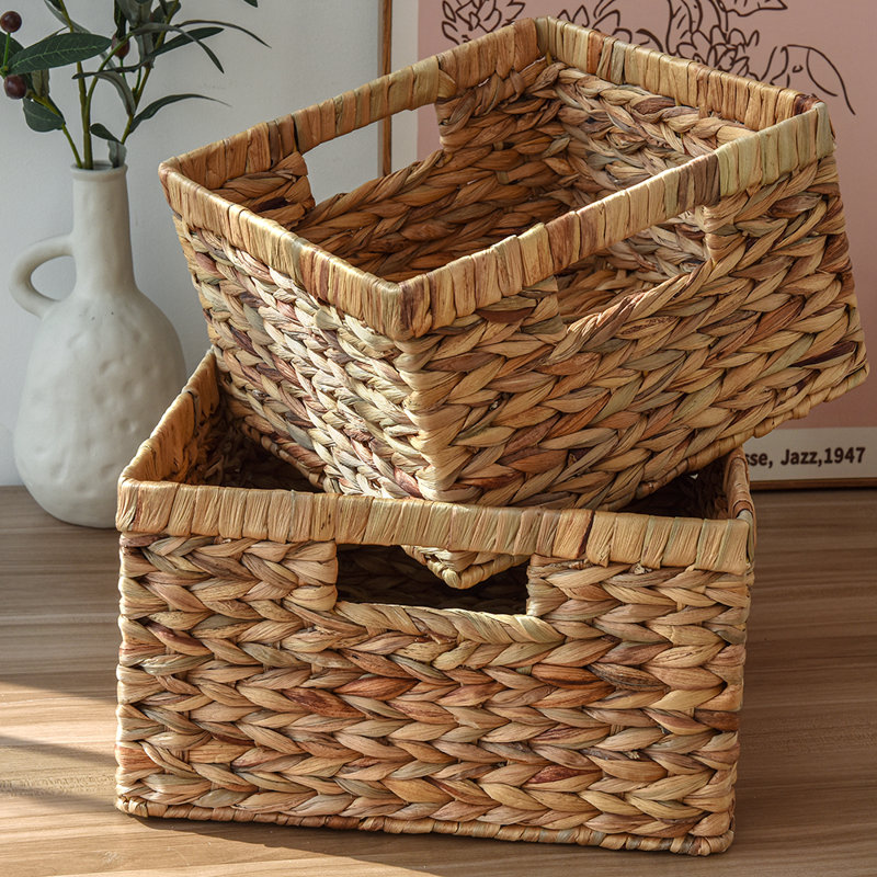 Water Hyacinth Wicker Storage Basket for Organizing, Decorative, Large and Small