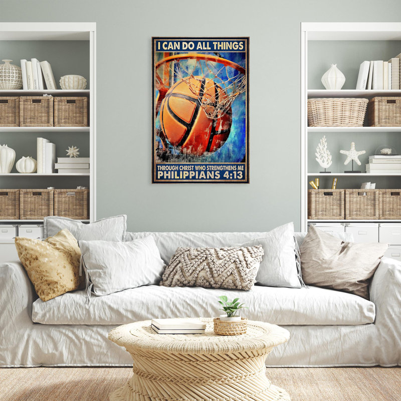 «Basketball I Can Do All Things On», impression sur toile, H 14 po x l 11 po x P 1,25 po