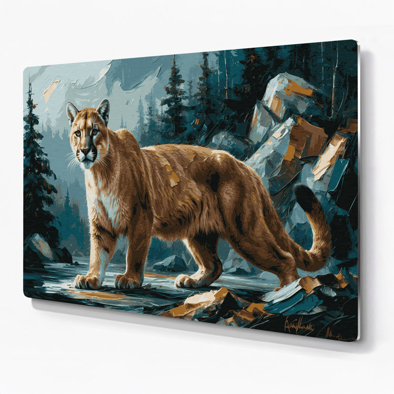 «Big Cats Canadian Cougar», art mural en métal gris, H 20 po x l 24 po