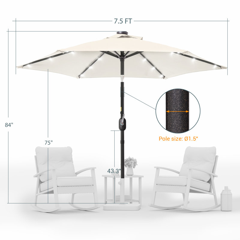 Parasol de marché éclairé Elbe, Beige