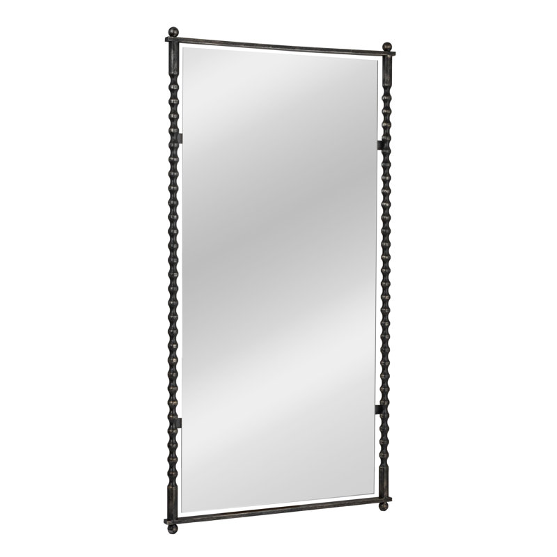 Cast Metal Framed Tall Wall Mirror, Black