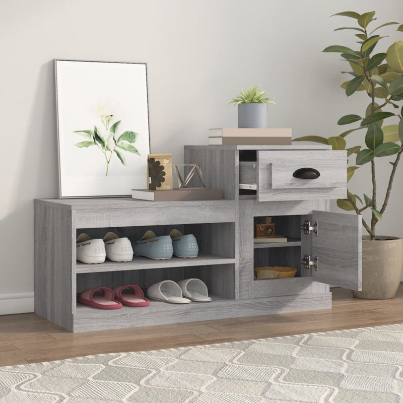 Menzen Shoe Storage Cabinet, Grey Sonoma