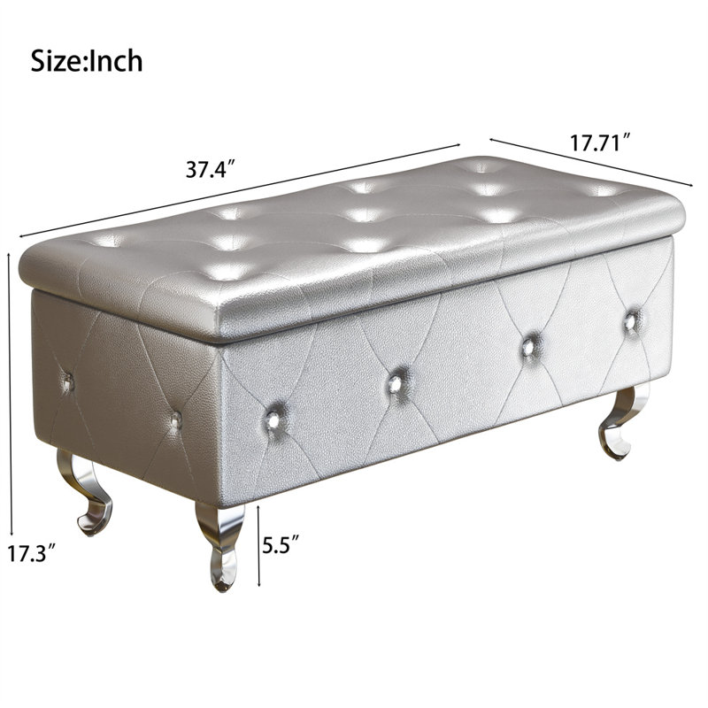 Banc de rangement pour chambre Giebel, Argent