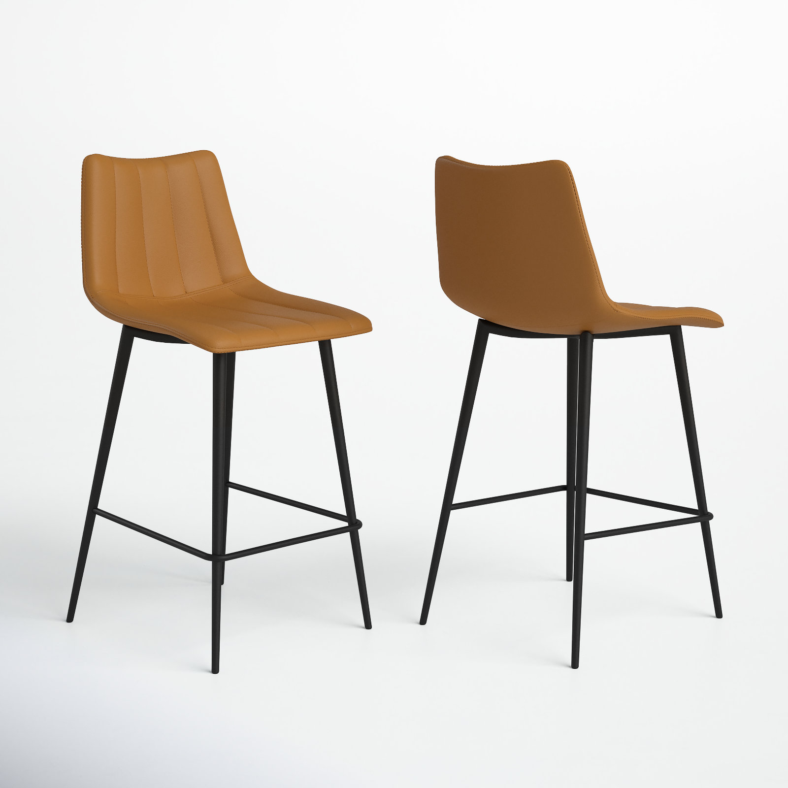 Finnigan Bar and Counter Stool, Light Brown/Faux Leather, Counter Stool (26" Seat Height)