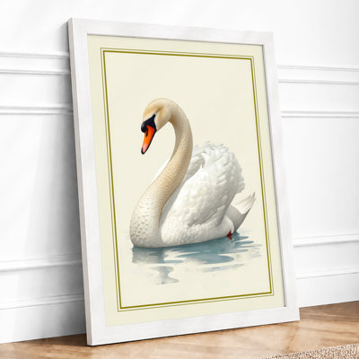 Swan on Water Coastal - Framed Print