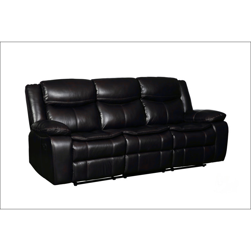 Faux Leather-Air Reclining Sofa, Brun
