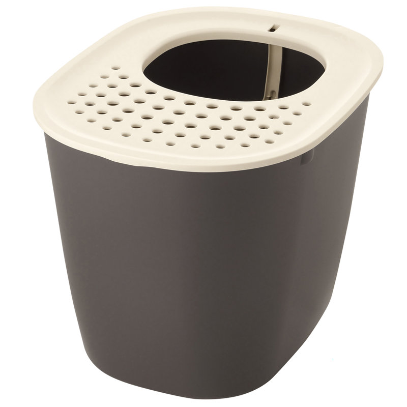 Plastic Enclosed Litter Box with Scoop, Brown