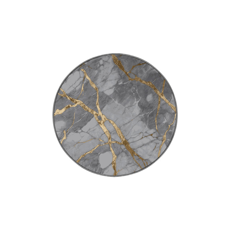 Machine Washable Gray Area Rug, Round 3'