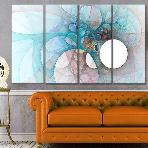 DesignArt Fractal Angel Wings In Light Blue On Canvas 4 Pieces Print ...