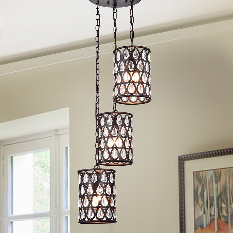 Suspension cylindrique en grappe 3 lumières Adelita