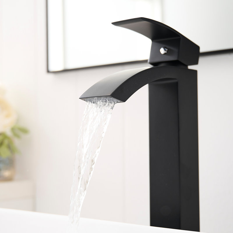 Robinet de salle de bain noir à un trou - Design géométrique et rouille pour les lavabos avec poignée moderne en alliage d'aluminium
