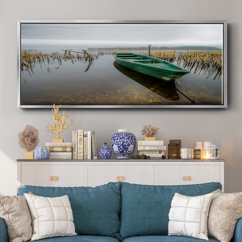 «Green One», peinture sur toile encadrée, H 24 po x l 60 po, Argent