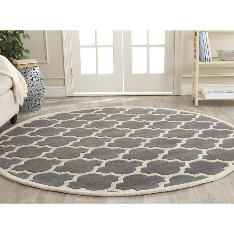 Carolene Hand Tufted Wool Geometric Rug, Round 5'