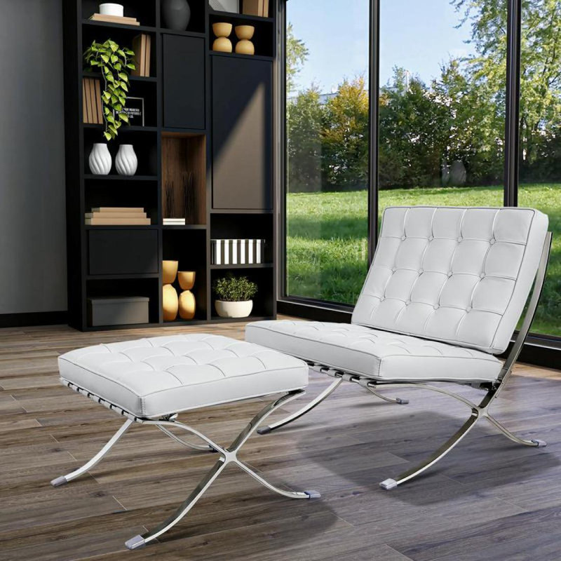 Méridienne pliable avec repose-pieds Modern Sofa, Blanc