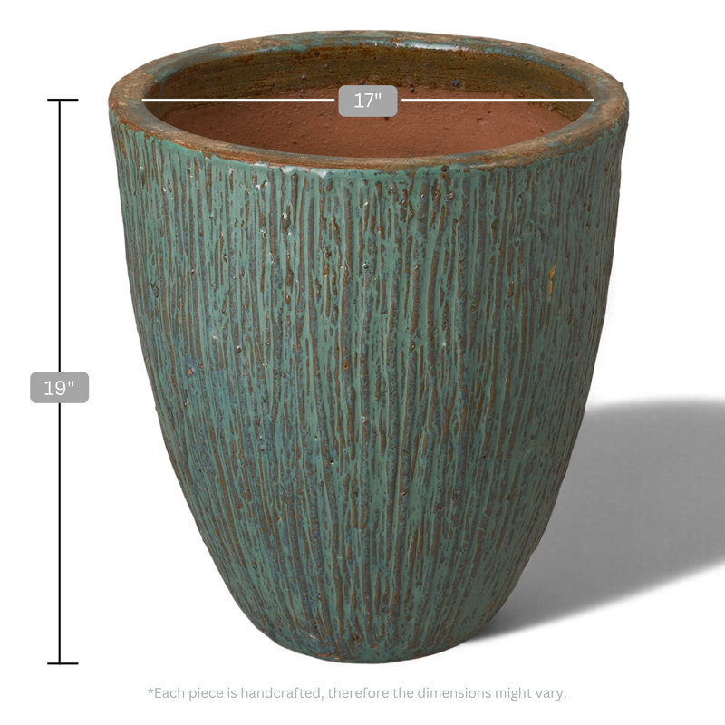 Efkea Handmade Ceramic Pot Planter, Teal, 19" H x 17" W x 17" D