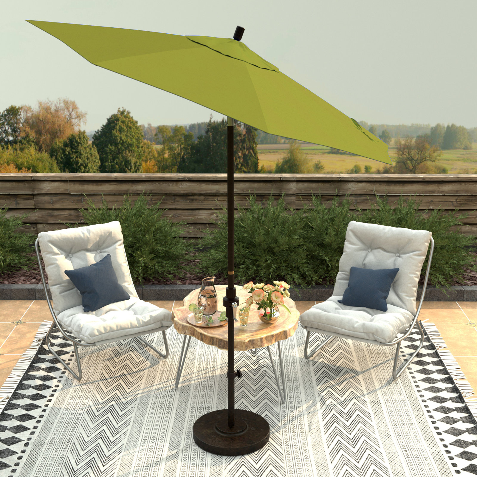 Che 90'' Outdoor Umbrella, Ginkgo Performance Canvas