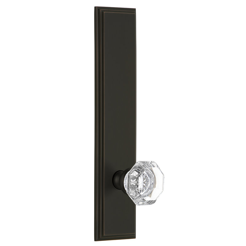 Poignée de porte en cristal Grandeur Carré, Bronze intemporel, 2 3/8 po, Droitier