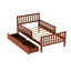 Lit simple en noyer, lit plateforme en bois de pin, garde-corps, tiroirs de rangement, finition à surface lisse, fabrication robuste, 8 lattes en bois massif, option de mobilier peu encombrant