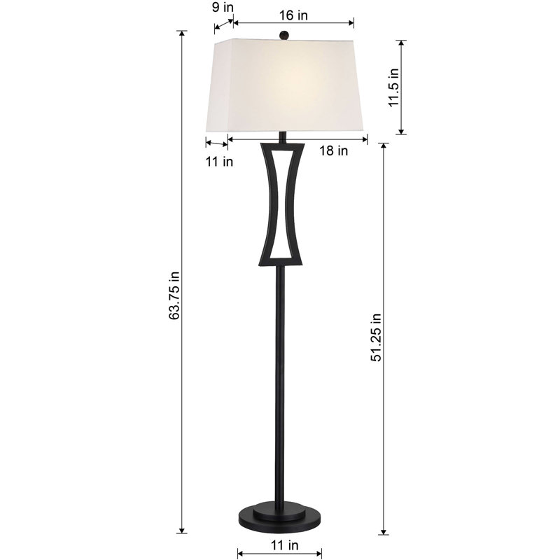 Burholme 63.75'' Traditional Floor Lamp, Black