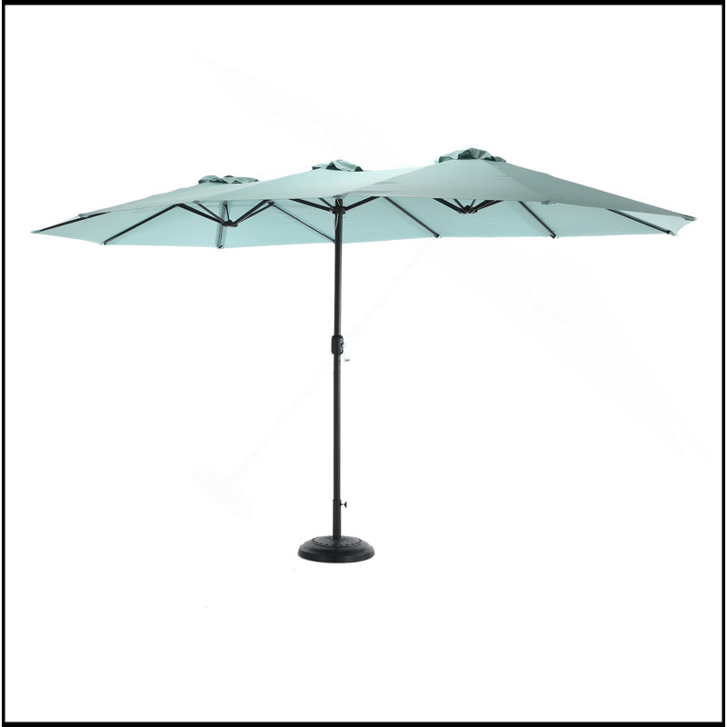 Parasol d'extérieur rectangulaire à double face avec manivelle 14,8 Ft Out exceptionnelle, Vert clair