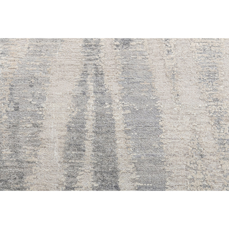 High-Quality Hand-Knotted Grey And Silver Area Rug, Rectangle 12' x 15'