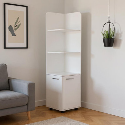 Armoire de coin 62 "en bois blanc avec deux portes